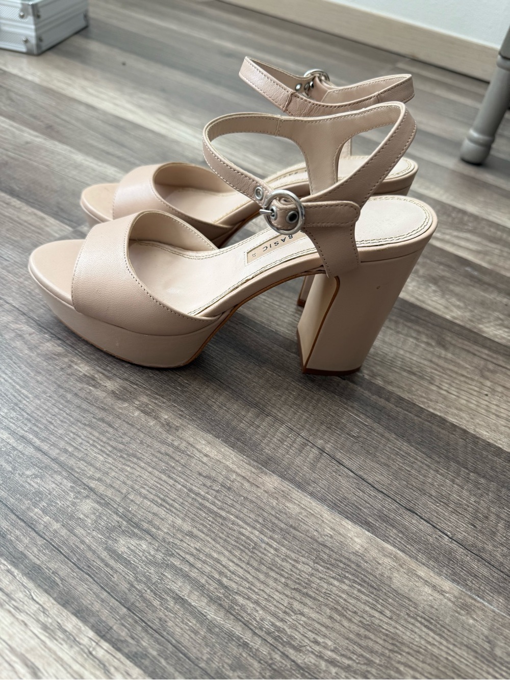 Platform Block Heel Sandal in Nude